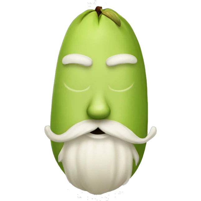 a pistachio with a bearded chin and mustache emoji