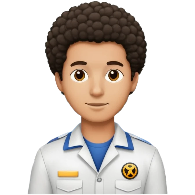 Tanned guy with short Afro hair working in car factory emoji