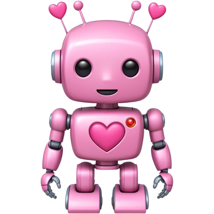 cute pink robot with hearts pink emoji