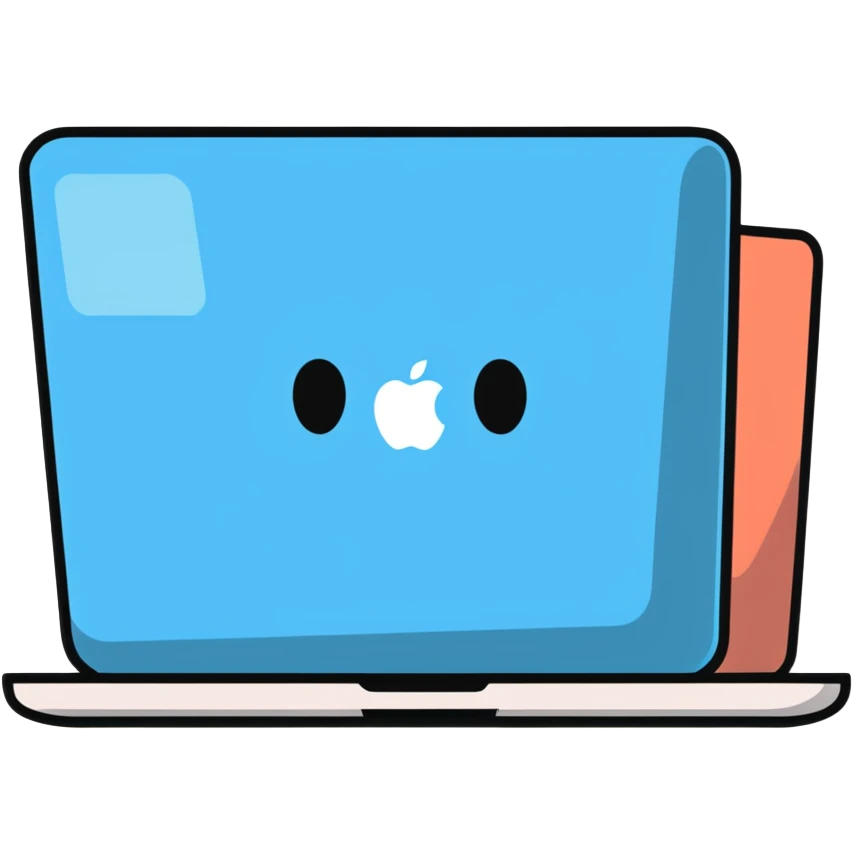 MacBook with a face in an office emoji