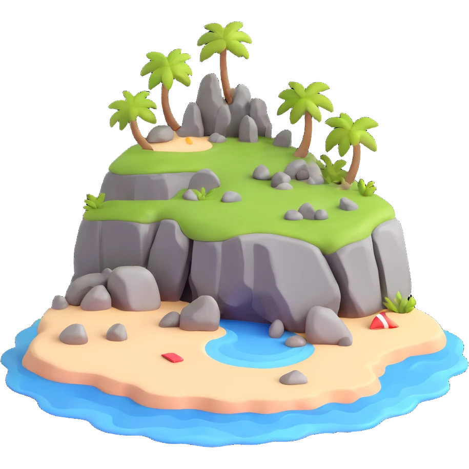 tiny island with beach and rocks emoji