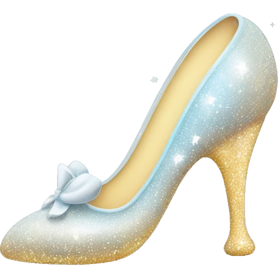 Cinderella glittery glass slipper with stars around it  emoji