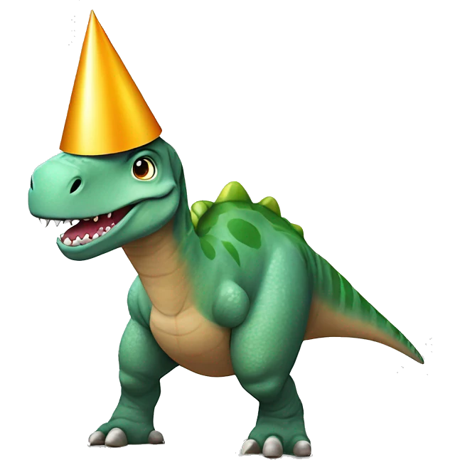 Dinosaur Wearing a party hat ￼ emoji