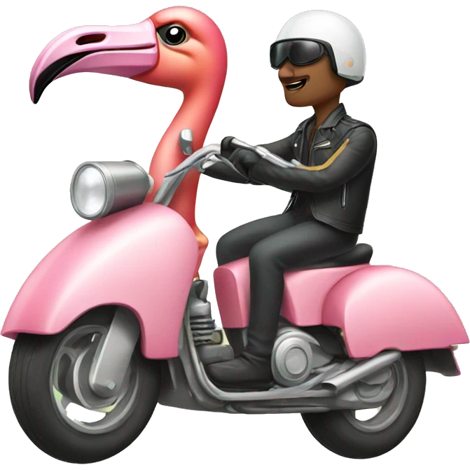 Flamingo driving a motorcycle  emoji