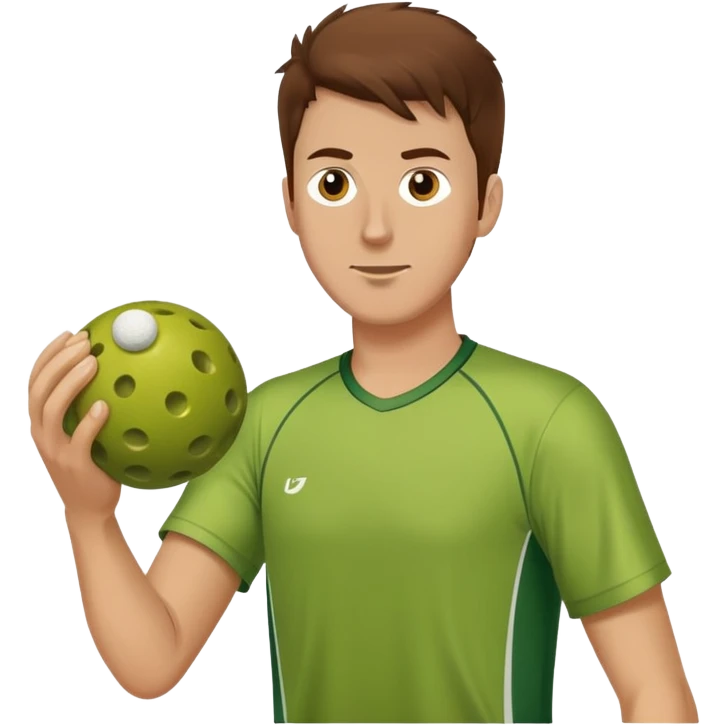 I want a tall white guy with brown hair spiking a pickle ball emoji