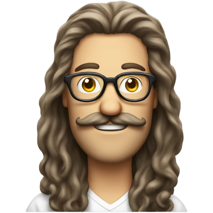 Long haired guy with big moustache and thin glasses giving a thumbs up emoji