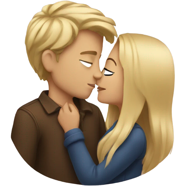 Blond man kissing a brown haired girl  emoji