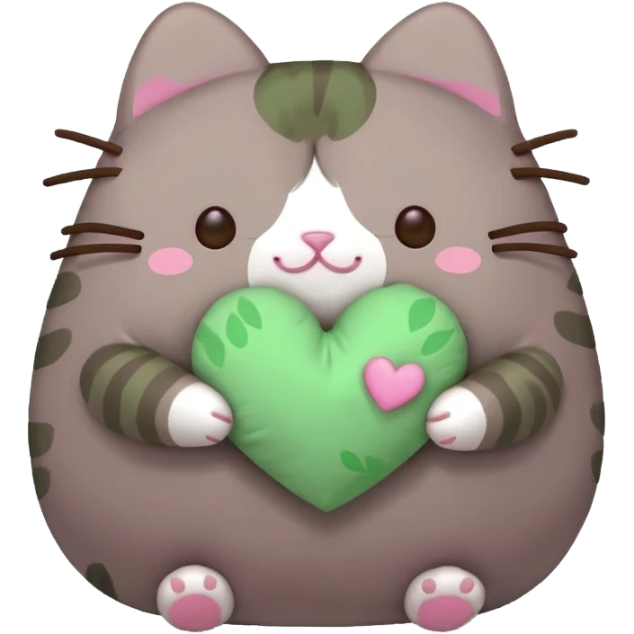 green heart pusheen emoji