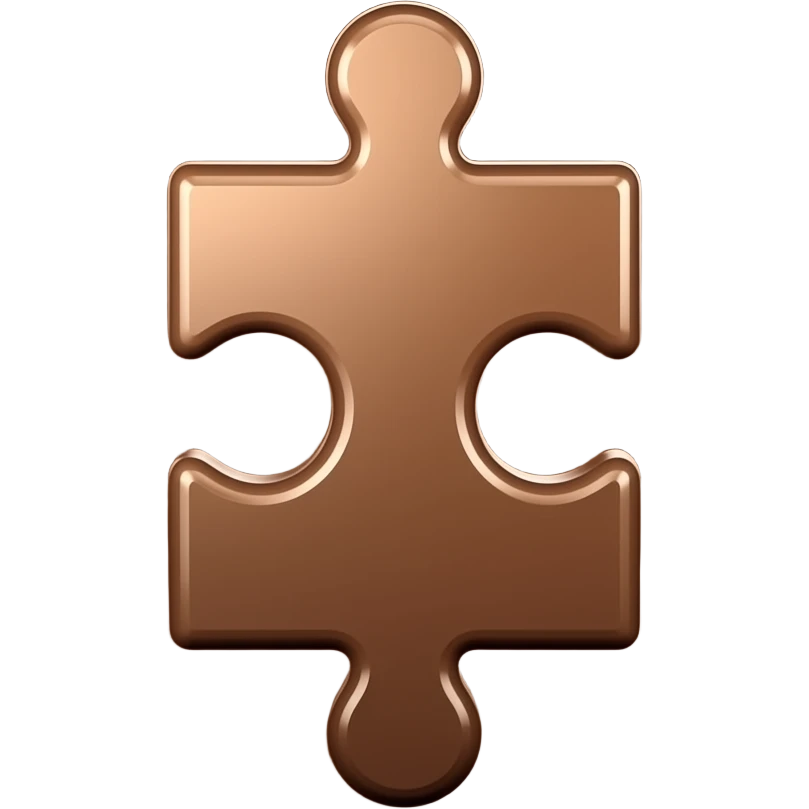 3d-brown -puzzle-piece-emoji polished-metal-texture,-floating-on-a-deep-midnight-brown-background--soft-dramatic-studio-lighting,-cinematic-rim-light emoji