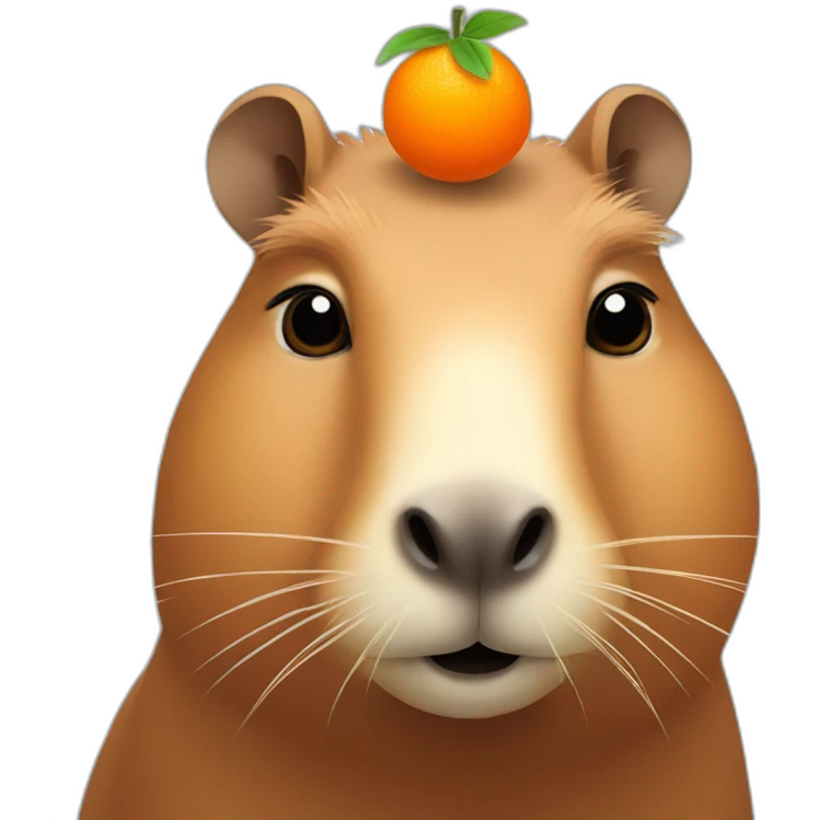 Capybara with an orange on the top of his head  emoji