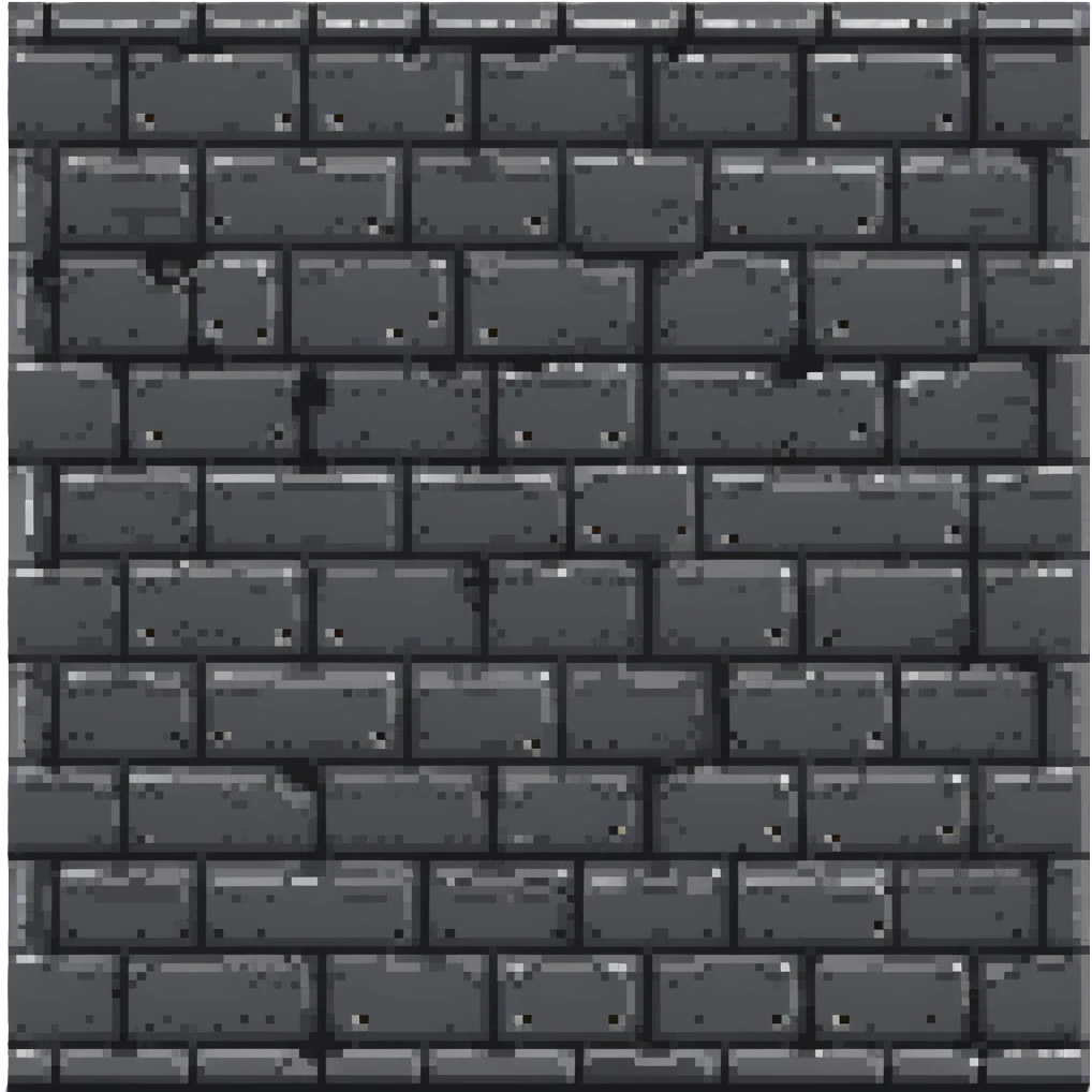 solid metal stone block wall with rivets and industrial details, very dark gray with subtle metallic highlights, 32x32 game asset background, darker version emoji