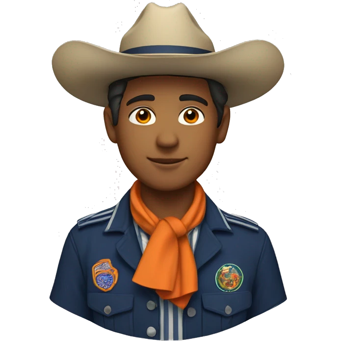 Mexican scout with navy blue camisole and blue scarf with orange stripes emoji
