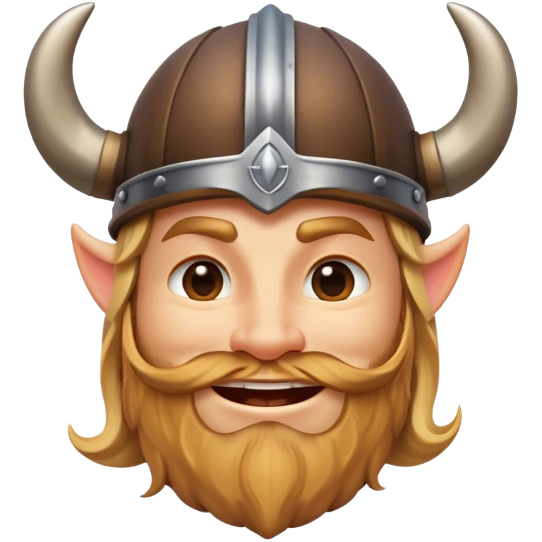Clash of Clans aesthetic: Cinematic Playful Viking Portrait Emoji, Head tilted with a cheeky grin and twinkling eyes, featuring a compact, charming build with a modest, stylized Viking helmet and a playful beard, his face rendered in natural skin tone, Simplified yet irresistibly charming features, highly detailed, glowing with a warm, inviting radiance, high shine, spirited and lively, stylized with an air of whimsical Nordic mischief, soft glowing outline, capturing the essence of a playful Viking exuding friendly rogue charm! emoji