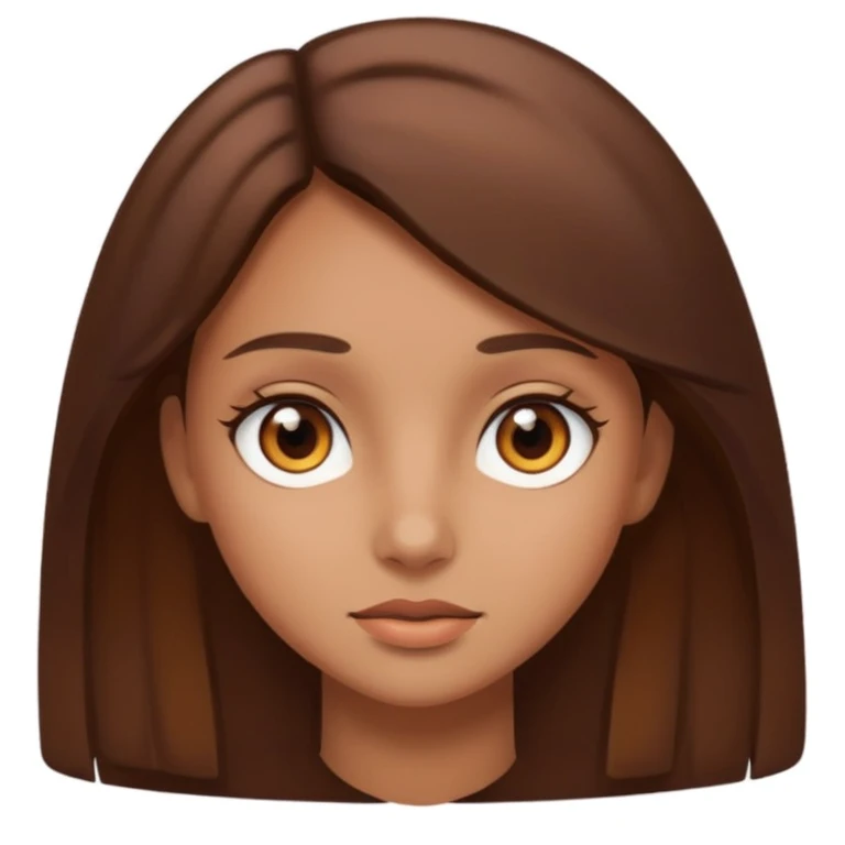A tan girl with brown eyes and 3B Brown hair  emoji