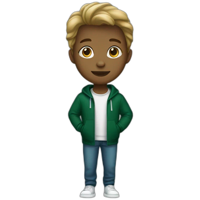 A white student wears forest-green clothes emoji
