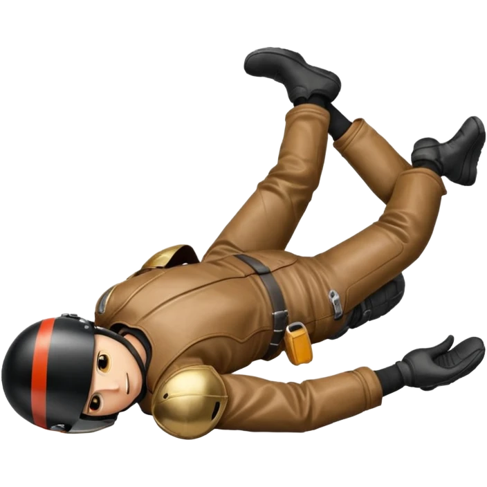 a motorcyclist lying on the ground who has just fallen emoji