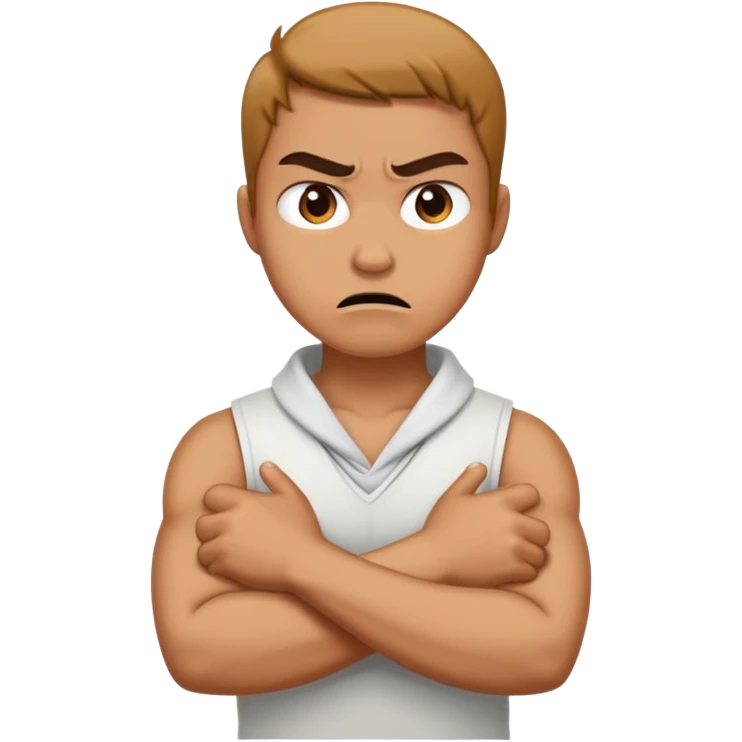 Arms crossed holding neck angry emoji