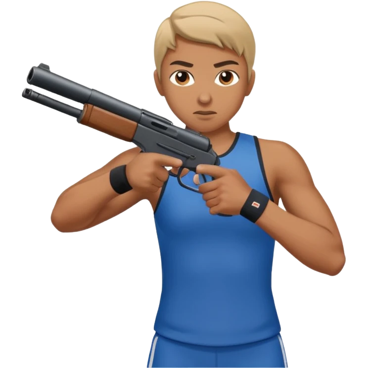 athlete with gun shooting, in olymoics emoji