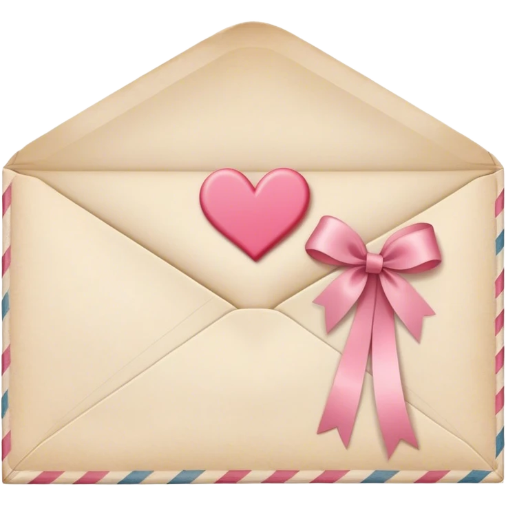 "A romantic love letter in an envelope sealed with a heart-shaped stamp and a pink ribbon, vintage style." emoji