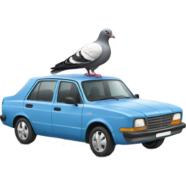 Car with a pigeon on the roof emoji