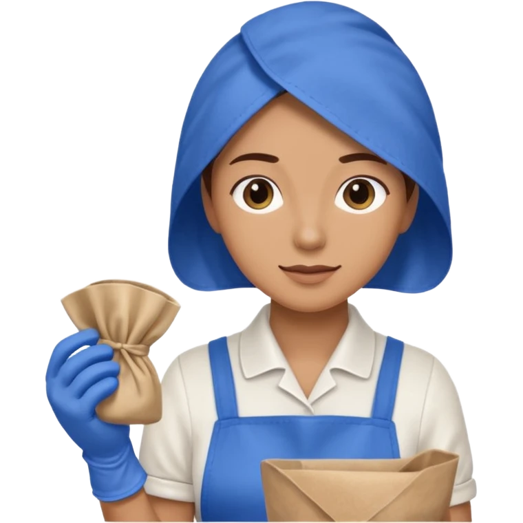 Cleaner + blue gloves + rag, Cafe staff. emoji