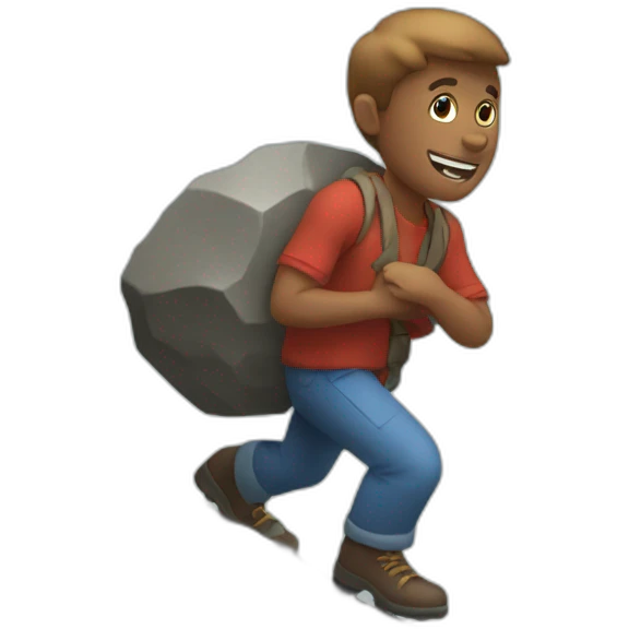 pushing a rock over a hill emoji