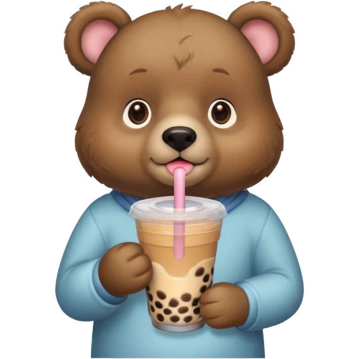 bear drinks bubble tea emoji