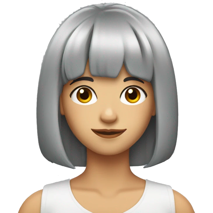 Shoulder length Grey hair with bangs emoji