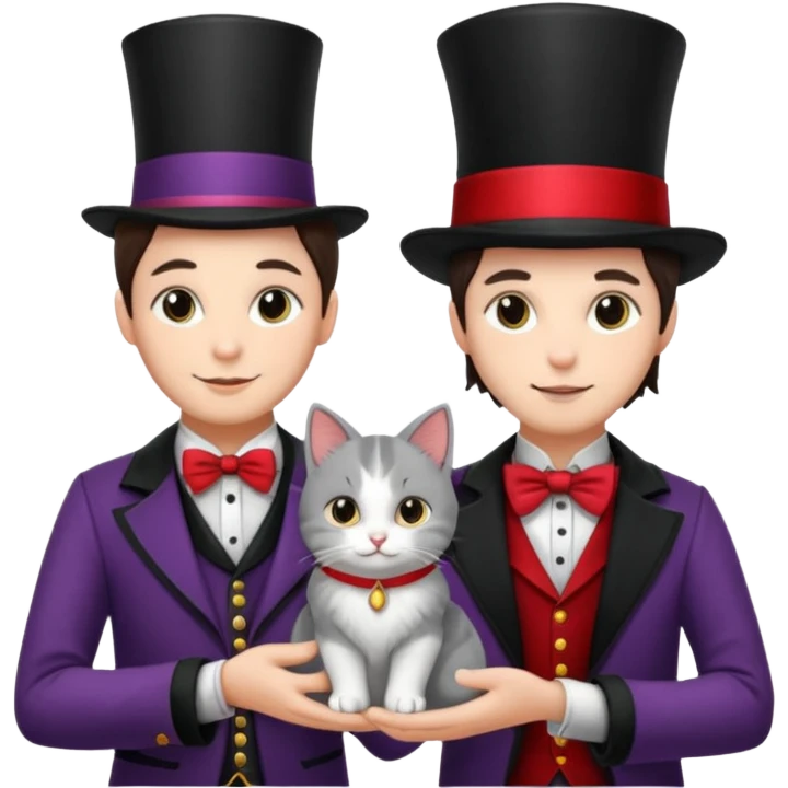 magician couple and their pet cat emoji