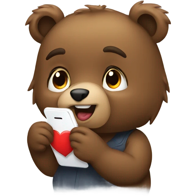Bear texting her lover  emoji
