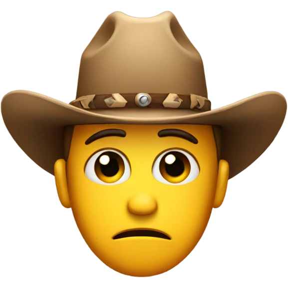 Sad emoji with cowboy hat emoji