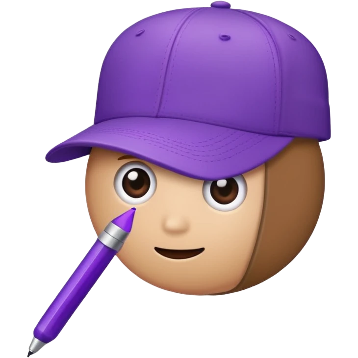A plastic brown ball cap and the long rectangle purple. (With a pen) And looks like a BFDI style emoji