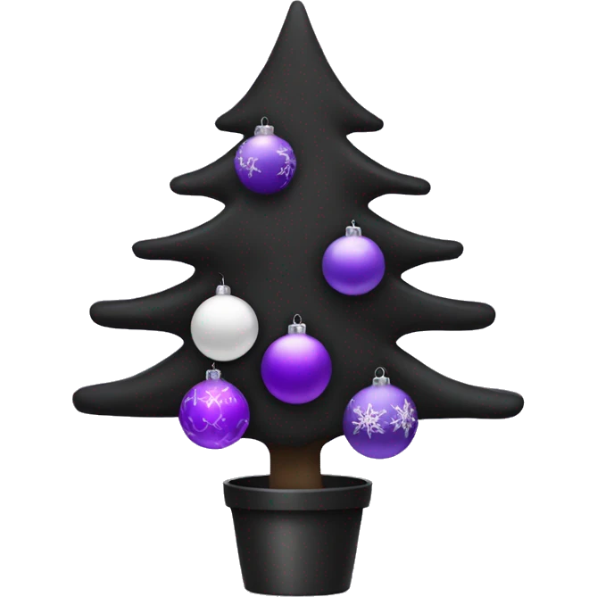 Black Christmas tree with purple and white ornaments  emoji