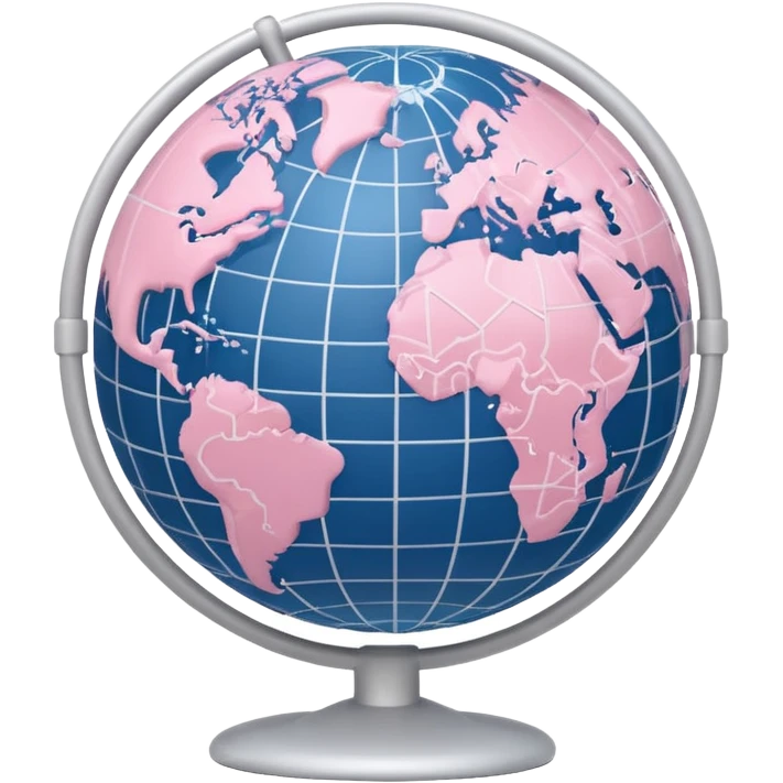 white and light pink world globe with network nodes and lines emoji
