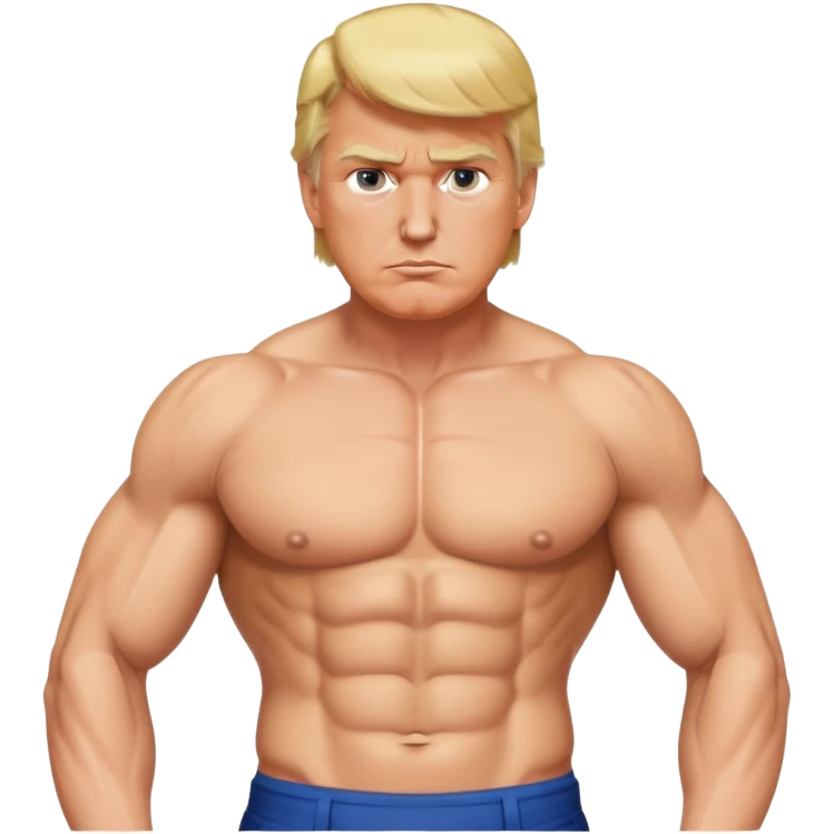 Donald Trump with six pack abs, muscular figure, blonde hair emoji