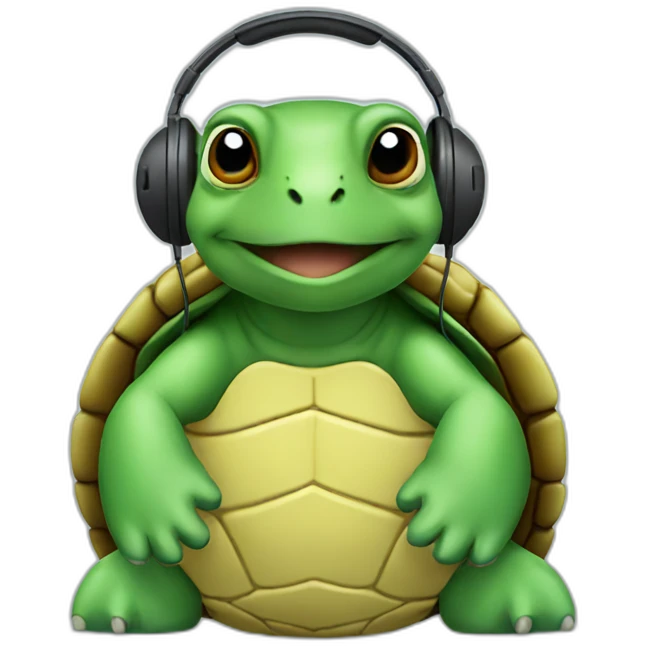 Turtle wearing headphone emoji