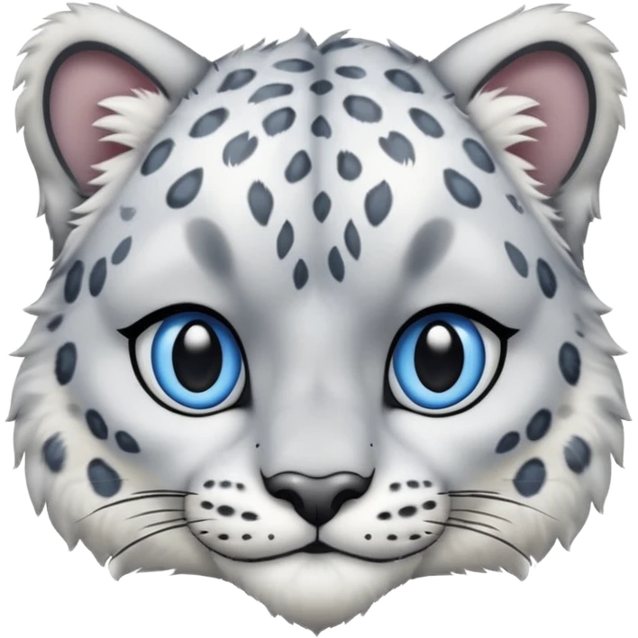 Deformed cute Snow leopard-Eyes are long and blue emoji