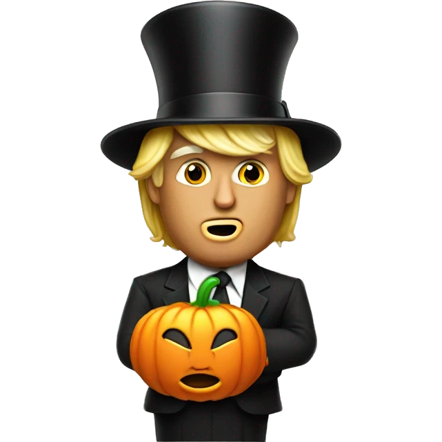 trump with a tophat and a pumpkim emoji