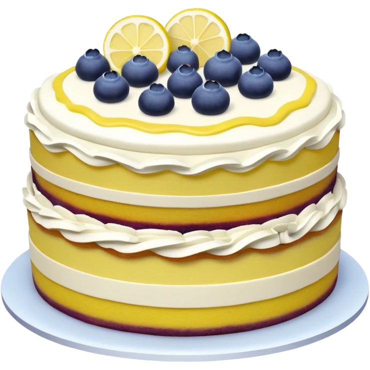 Triple layer lemon and blueberry cake emoji