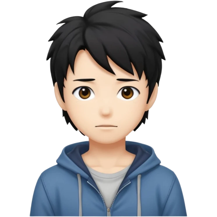 Anime figure Tokyo with messy black hair emoji
