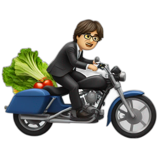 Puigdemont riding a salad emoji