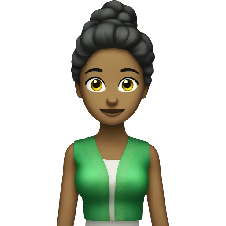 mujer pelo negro,  ojos verdes y espejuelos,  rellenita emoji