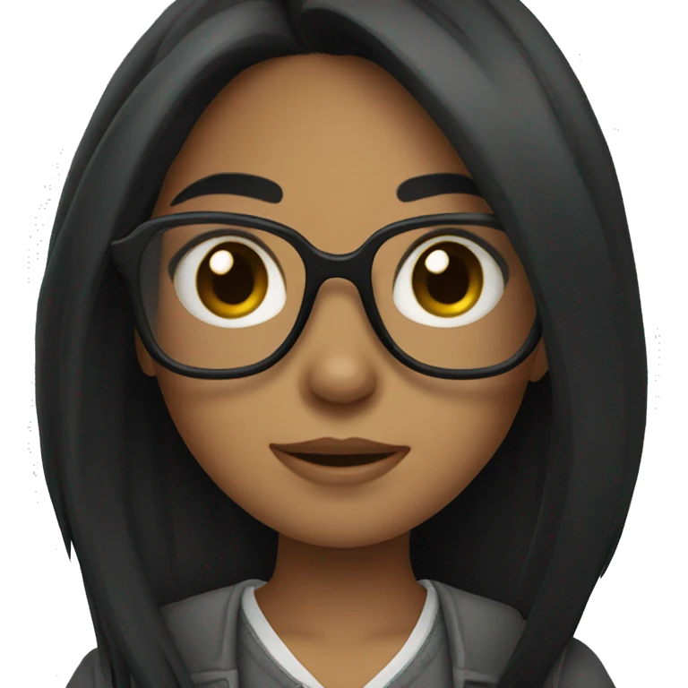 girl with glasses and black longhair emoji
