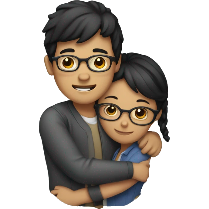 To people hugging each other a boy with glasses and a girl with black hair emoji