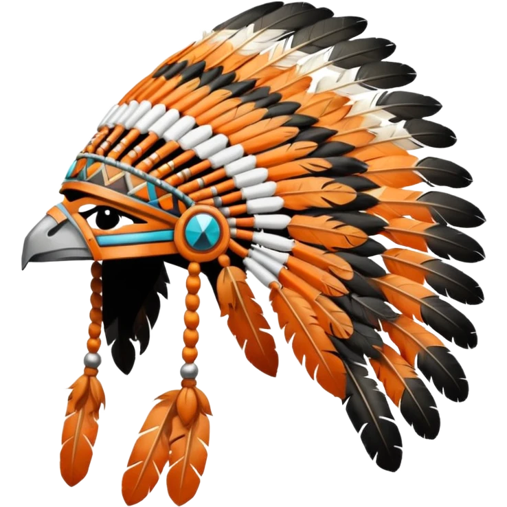 Orange black and white Native American warrior head dress emoji
