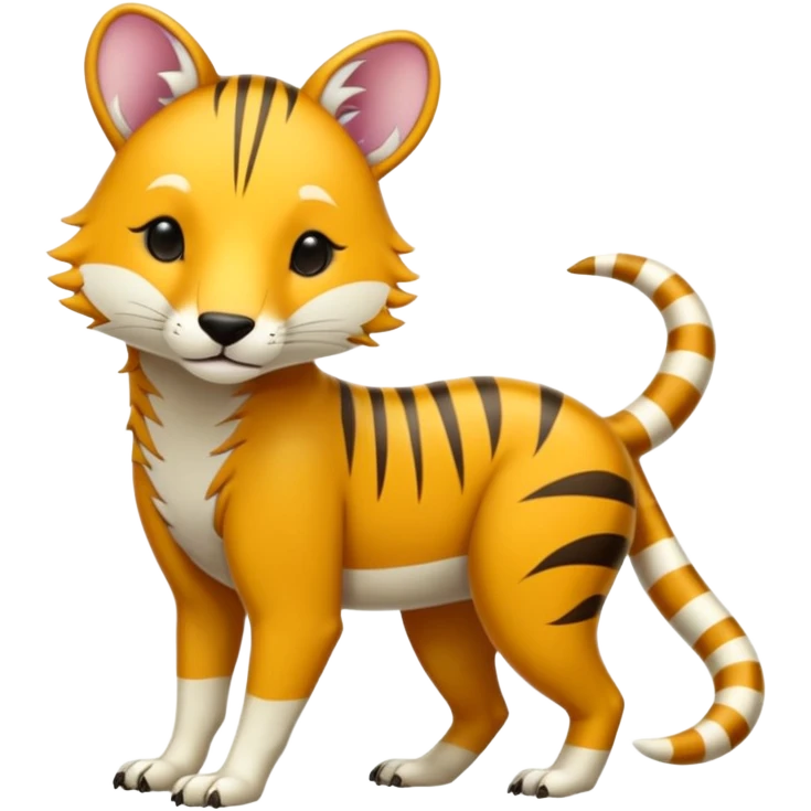 Colorful tropical exotic shiny white beautiful fantasy-Thylacine-Vernid-Cacomistle-Oncilla-animal-Fakémon-hybrid-fursona (full body) emoji