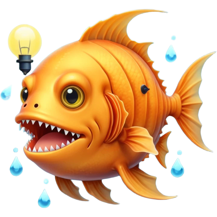 anglerfish with the light dangling in front of it with black back ground emoji