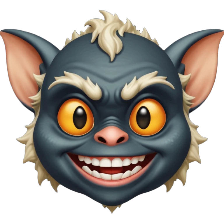 Gremlin with black skin, face only emoji
