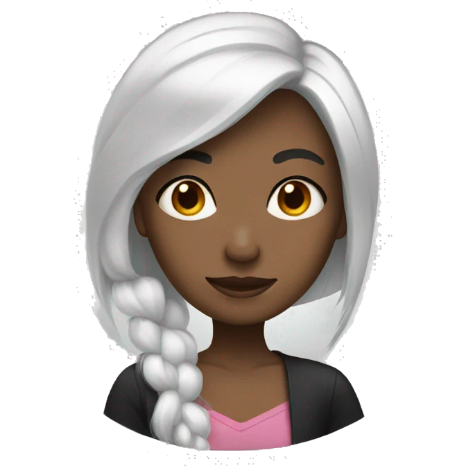 Girl with half black half white hair emoji