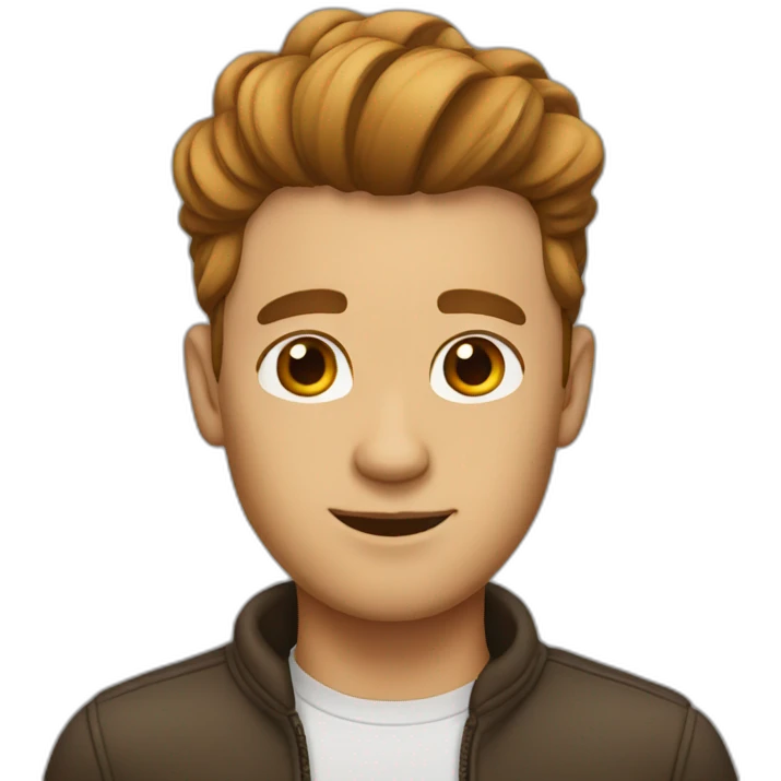 A man whose hair is brown and wears freshness emoji